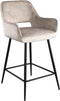 PTMD Fal LOW Velvet Khaki Bar Stool Black Metal Leg KD