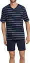 Schiesser Heren Shortama - Korte broek - V-hals - Donker blauw - M