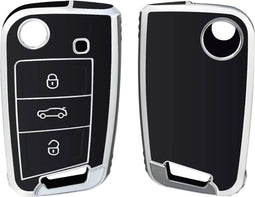 Autosleutel hoesje - Geschikt voor Volkswagen - TPU Sleutelhoesje - Sleutelcover - Autosleutelhoes VW,Seat,Skoda,Cupra zwart B3 - Volkswagen Up, Volkswagen Polo, Volkswagen Golf, Volkswagen Touran, Volkswagen Caddy, Volkswagen Transporter, Volkswage