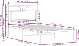 vidaXL - Bedframe - zonder - matras - hout - sonoma - eikenkleurig - 100x190 - cm