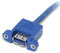 Startech.com 0.5m - 2-poort Inbouwpaneel USB 3.0 Kabel - USB A naar Moederbord Aansluitkabel F/F - Blauw
