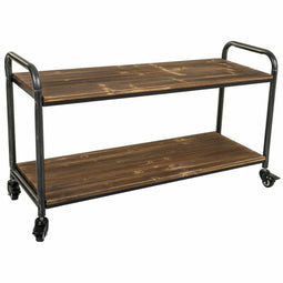 Planken Alexandra House Living Bruin Grijs Hout Metaal 34 x 58 x 98 cm Met wieltjes