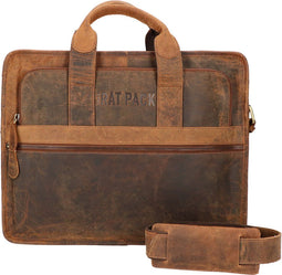 Rat Pack by Orange Fire Leren Laptoptas Aktetas 15.6 inch Bogart Rat Pack OF 558/15 Bruin