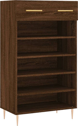 vidaXL - Schoenenkast - 60x35x105 - cm - bewerkt - hout - bruin - eikenkleur