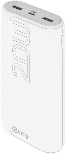 Celly PBPD20000EVO - Powerbank - 20000 mAh met Power Delivery - Wit