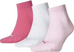 Puma Unisex Quarter Plain (3-pack) - unisex hoge enkelsokken - roze