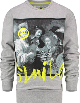 Vingino Jongens Trui - Maat 140 - Regular fit - Licht grijs - zwart - geel