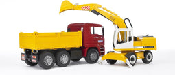 Bruder 2751 - MAN vrachtwagen - Liebherr kraan - Geel Wit Rood