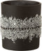 J-Line kaarshouder - theelichthouder Suiker Diamanten - glas - zwart - medium - 2 stuks