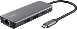 Trust Dalyx - USB-C Hub - 6-in-1 met HDMI 4K 60Hz en Gigabit ethernet - Zilver