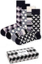Happy Socks Gift Box - 4 paar unisex sokken - Zwart/Wit (36-40)