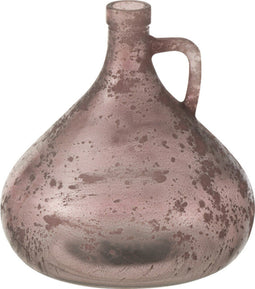 J-Line vaas Fles Met Handvat - glas - oud roze - 18 cm hoog