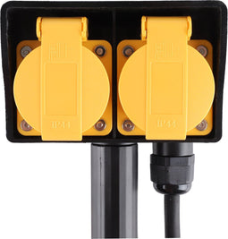 Q-Link Stekkerdoos Buiten - Dubbele Stekkerdoos op Spie - Tuincontactdoos met Klepjes - Tuinpaal - Randaarde - 3 meter kabel - H05RRF - 3500W - 3 x 1.5 mm² - zwart