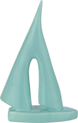 J-Line decoratie Zeilboot - porselein - azuur - small