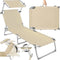 tectake® Ligstoel - Opvouwbaar Ligbed - 4-voudig verstelbare rugleuning - Beige