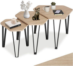 tectake Torquay - Salontafel-set - 3-delig - industrieel lichtbruin