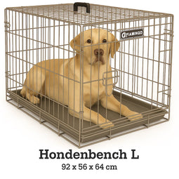 Flamingo Ebo L - Opvouwbare Hondenbench - 92x56x64 cm - Taupe