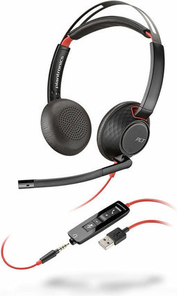 POLY Blackwire 5220 - Headset - Bedraad USB-A - Rood Zwart