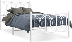 vidaXL - Bedframe - met - hoofd- - en - voeteneinde - metaal - wit - 100x200 - cm