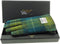 Dames Handschoenen Zeeblauw en Limegroen met Bruin Leer - Harris Tweed - Glen Appin of Scotland