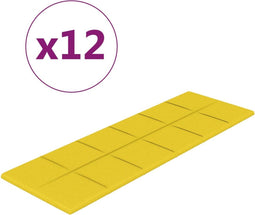 vidaXL - Wandpanelen - 12 - st - 3,24 - m² - 90x30 - cm - stof - lichtgeel