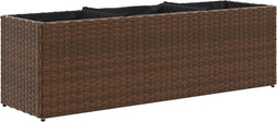 vidaXL - Plantenbak - met - 3 - potten - 105x30x32 - cm - poly - rattan - bruin