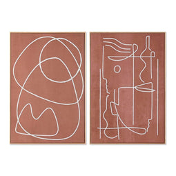 Schilderij Home ESPRIT Beige Terra cotta Abstract 83 x 4,3 x 123 cm (2 Stuks)