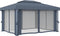 vidaXL - Prieel - met - gordijn - en - LED-lichtslinger - 4x3 - m - antracietkleurig