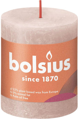 Bolsius Stompkaars Misty Pink Ø68 mm - Hoogte 8 cm - Roze/Grijs - 35 Branduren