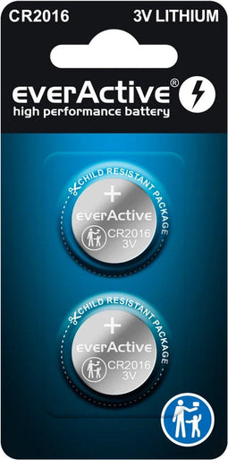 everActive CR2016 Lithium Knoopcel Batterij 2 Stuks