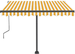 vidaXL - Luifel - vrijstaand - handmatig - uittrekbaar - 350x250 - cm - geel - en - wit