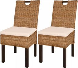 vidaXL - Eetkamerstoel - Kubu - 2 - stuks - rattan - mangohout