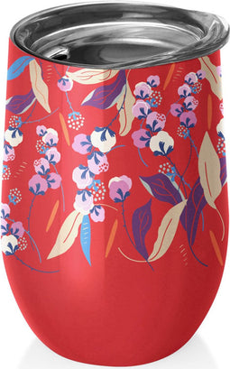 BioLoco RVS Kantoorbeker Thermos - Bloemetjes - 420ml