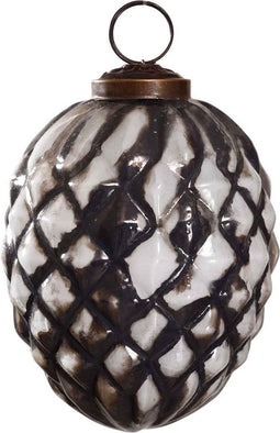 PTMD Ada Kerstbal Antiek - H10 x Ø10 cm - Glas - Zilver/wit