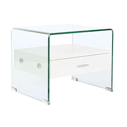 Nachtkastje DKD Home Decor Wit Transparant Kristal Hout MDF 50 x 40 x 45,5 cm