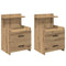 Nachtkastjes 2 st met 2 lades 40x36,5x62 cm artisanaal eikenkleurig