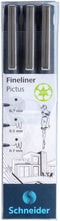 3 Fineliners Schneider Pictus zwart
