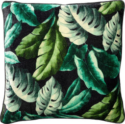 Dutch Decor MOBY - Sierkussen 45x45 cm - velvet - botanisch - raven - zwart - Inclusief binnenkussen