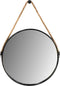 Ronde wandspiegel met touw - ø63x3,5 cm - Metaal/touw - Zwart/naturel