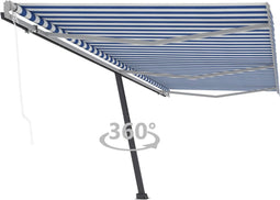 vidaXL - Luifel - vrijstaand - automatisch - 600x300 - cm - blauw - en - wit