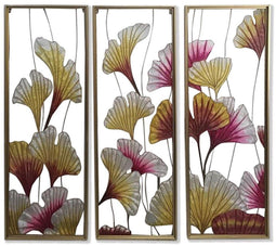 Canvas DKD Home Decor 3 Onderdelen Tropisch Blad van een plant (122 x 3 x 122 cm)