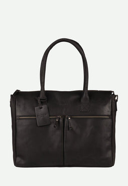 BURKELY Valerie - Laptoptas 15.6'' - Stevig leer met ritsvakken - Zwart