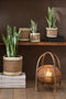 J-Line mand Rond + Band - jute - naturel/beige - extra small - 2 stuks