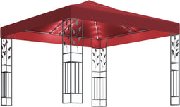 vidaXL - Prieel - met - LED-lichtslinger - 3x3 - m - wijnrood