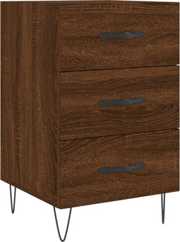 vidaXL - Nachtkastje - 40x40x66 - cm - bewerkt - hout - bruin - eikenkleur