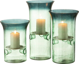 J-Line kaarshouder Bord - glas/metaal - groen - 3 stuks