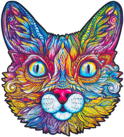 UNIDRAGON Houten Puzzel Voor Volwassenen Dier - Indrukwekkende Kat - 200 stukjes - Medium 26x29 cm