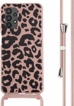 iMoshion Hoesje Geschikt voor Samsung Galaxy A13 (4G) Hoesje Met Koord - iMoshion Siliconen design hoesje met koord - Roze / Animal Pink
