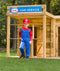 Speelhuisje Leon (SwingKing) | Luxe houten kinderhuisje (4-1) voor Buiten in de Tuin | Ziekenhuis, Politie, Brandweer en Tankstation | Voor Kinderen vanaf 3 Jaar | FSC Hout