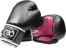 MADFitness - Bokshandschoen dames - Lederen 8 oz met polssteun - Zwart/Roze